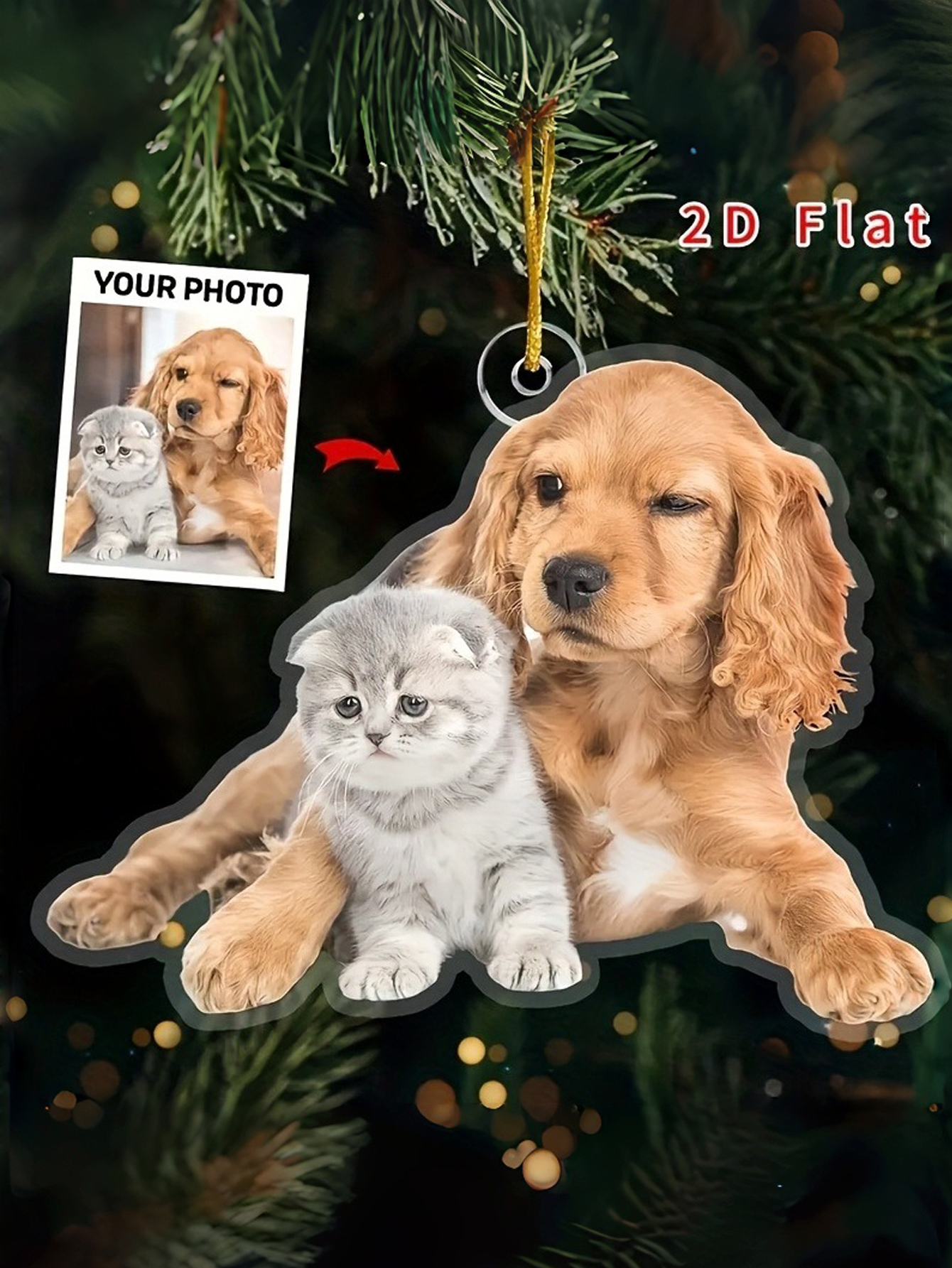 Custom 2D Photo Keychain (1 Piece), Unisex Acrylic Key Ring — Personalized for Couples/Friends/Pets